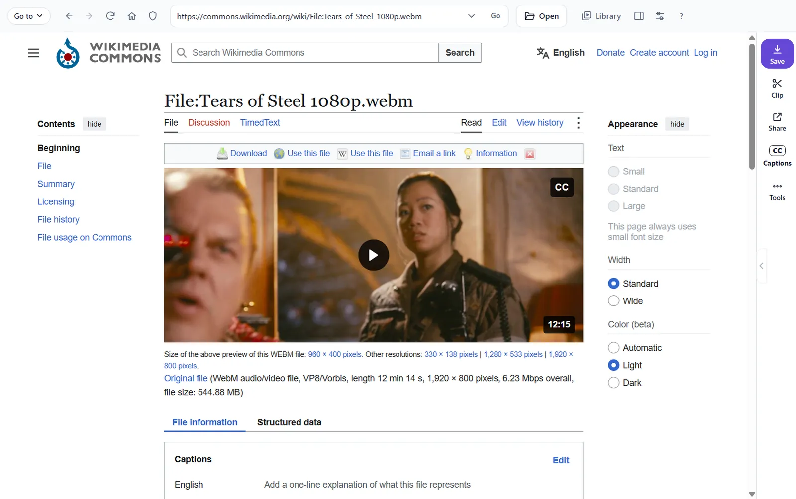 Snagcast on Windows showing a video's page, with Save, Clip, Share and Captions beside it.